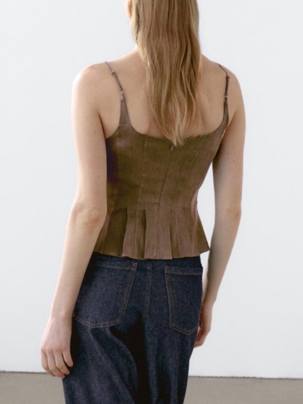 Massimo Dutti 
Strappy Linen Top - Brown - Picture 2 of 5